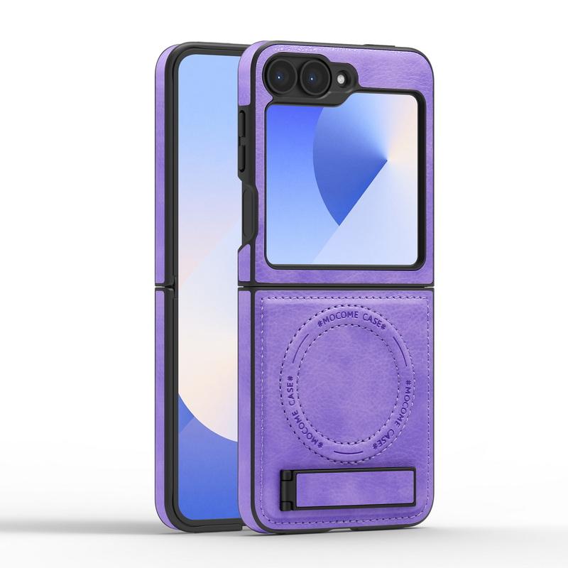 

Бизнес кожаный беспроводной зарядный чехол 2 шт. для Samsung Galaxy Z Flip6 Flip5 Flip4 Flip3 магнитный противоударный складной чехол-подставка для телефона Samsung Z Flip4 фиолетовый