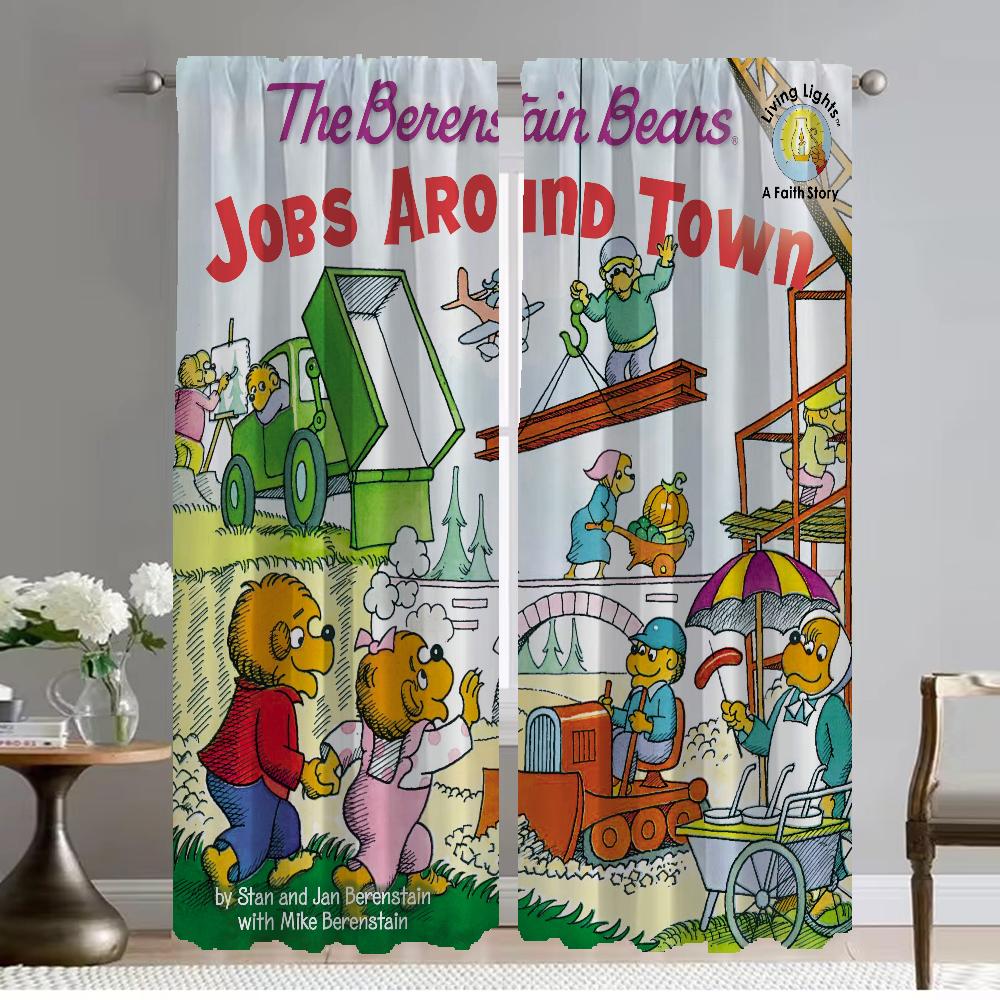 Home Interior Curtains for Living Room Berenstain Bears Window Curtain Halloween Decoration Tulle for Bedroom Shades Partition