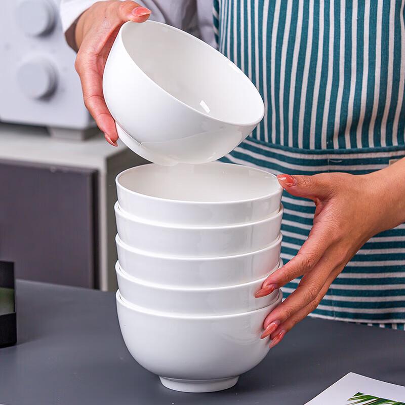 PYTHONIC 4.5-inch White Melamine Rice Bowls, Set of 6