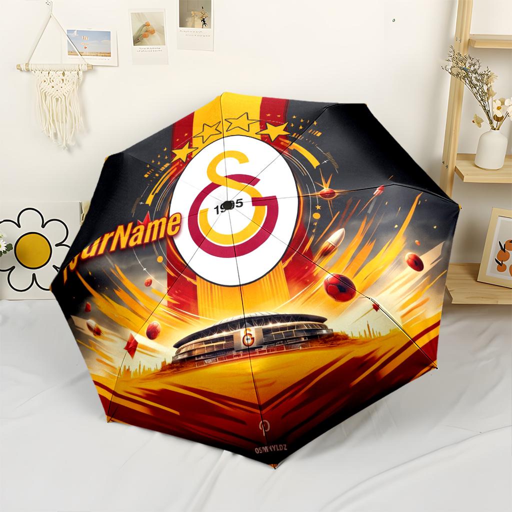 Galatasaray1 Personalized Name Umbrella Outdoor Automatic Umbrella Folding Umbrella with 8 Ribs Durable Plastic Iron for Outdoor Daily Use