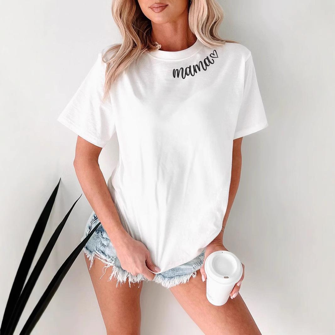 

SHIYING Embroidered Crew Neck Loose Women s T-shirt Small