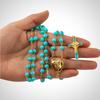 Saint Benedict Rosary Turquoise Glass Beads St. San Benito Cross Nr Medal Catholic Necklace
