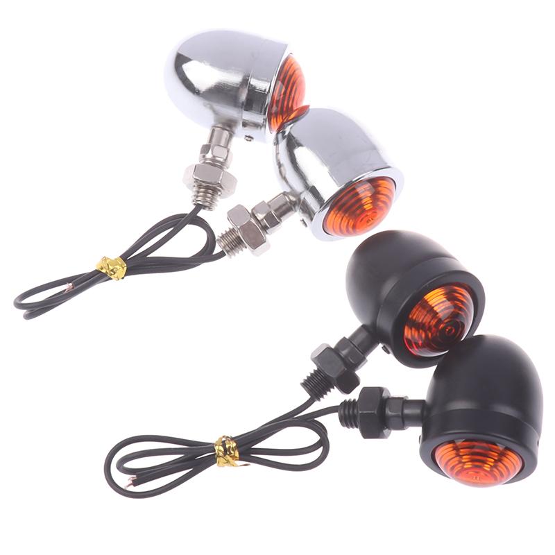 2Pcs Retro Motorcycle Turn Signals Motorcycle Accessories Universal 12V Single Wire Turn Signals Lights For Cafe Racer
