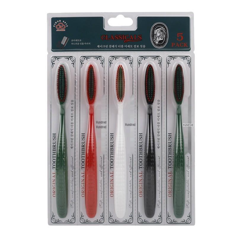 Korean Lazy Toothbrush, Long-Handle, Soft Bristle, 5-Pack, Effort-Saving, High-End Adult Design.