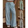 Spring and Summer New Fashion Striped Loose Commuting Casual Lace-up Elastic Waist Wide Leg Trousers
