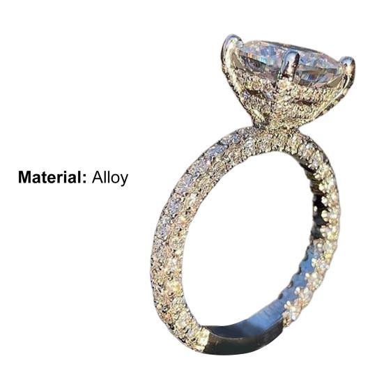 Damenring Großer Quadratischer Zirkonia Schmuck Mode Aussehen Exquisiter Fingerring für Hochzeit