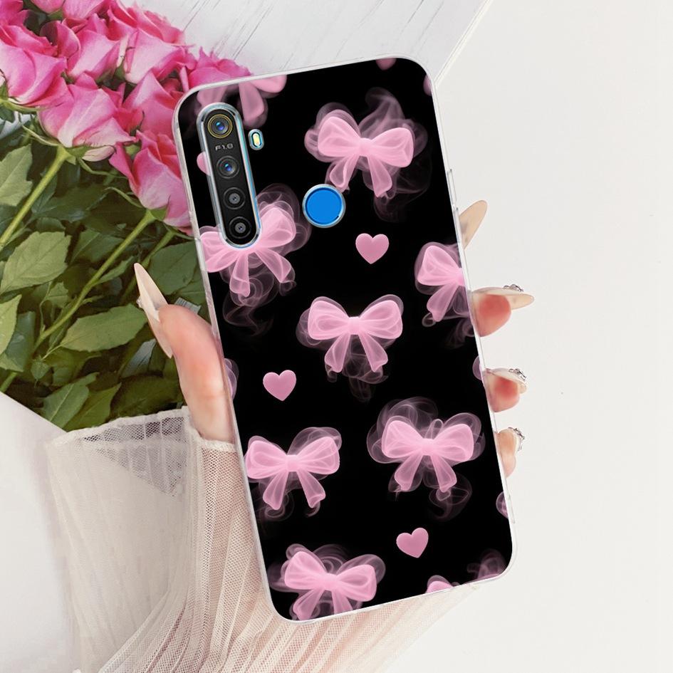 For Realme 5 Pro Case RMX1971 Fashion Flower Transparent TPU Soft Silicone Back Cover For Realme 5 5S 5i Funda Realme5 5Pro Capa