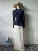 Elegant Women's Long-Sleeve Formal Dress with Waist-Cinching, Light Summer 2025 European & American Style