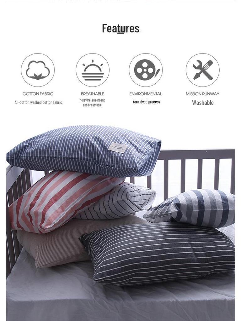 All-Cotton Pillow with Pillowcase: 48x74cm for Adults, 30x50cm for Kids, or 40x60cm for Students.