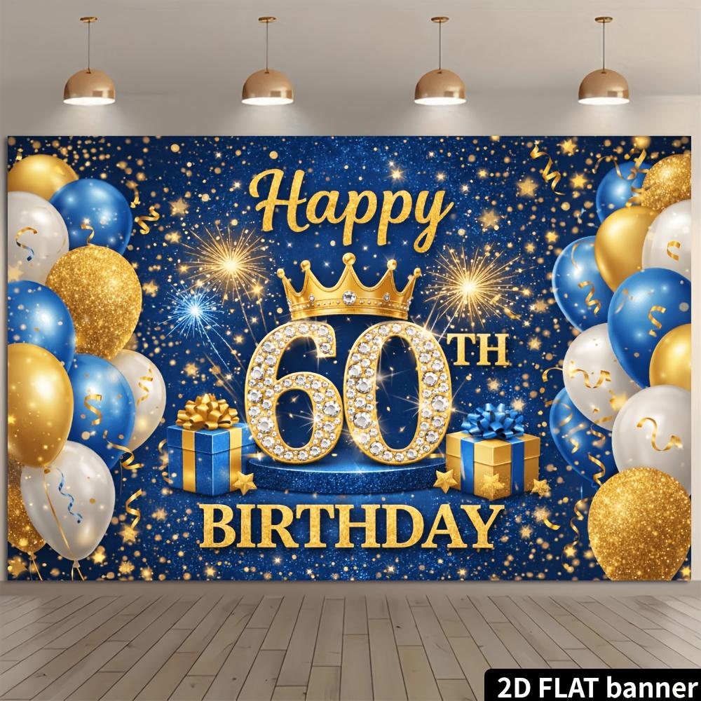 2D plane 60th birthday party banner background fabric, suitable for indoor and outdoor 60th birthday celebrations