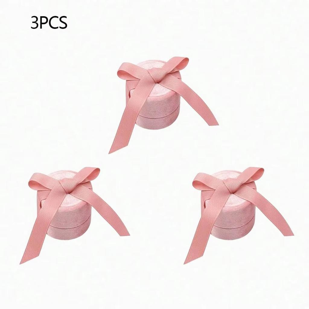 Delicate Handmade Vintage Velvet Pendant Necklace Boxes Gift Box Pink Ribbon Storage Ring Boxes Jewelry Packaging High-quality