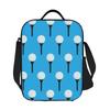 Golf Ball And Tee Pattern (Cyan Blue) Lunch Bags Insulated Bento Box Waterproof Lunch Tote Resuable Picnic Bags Cooler Bag