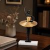 Metal Ballerina Statue with Rectangular Base Golden Dress for Bedroom