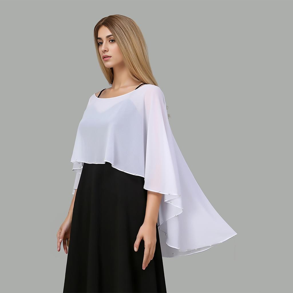 New Chiffon Scarf Shawls With Pearls Solid Color Beach Sarong Sunscreen Shawl Thin Soft Party Shawl For Women