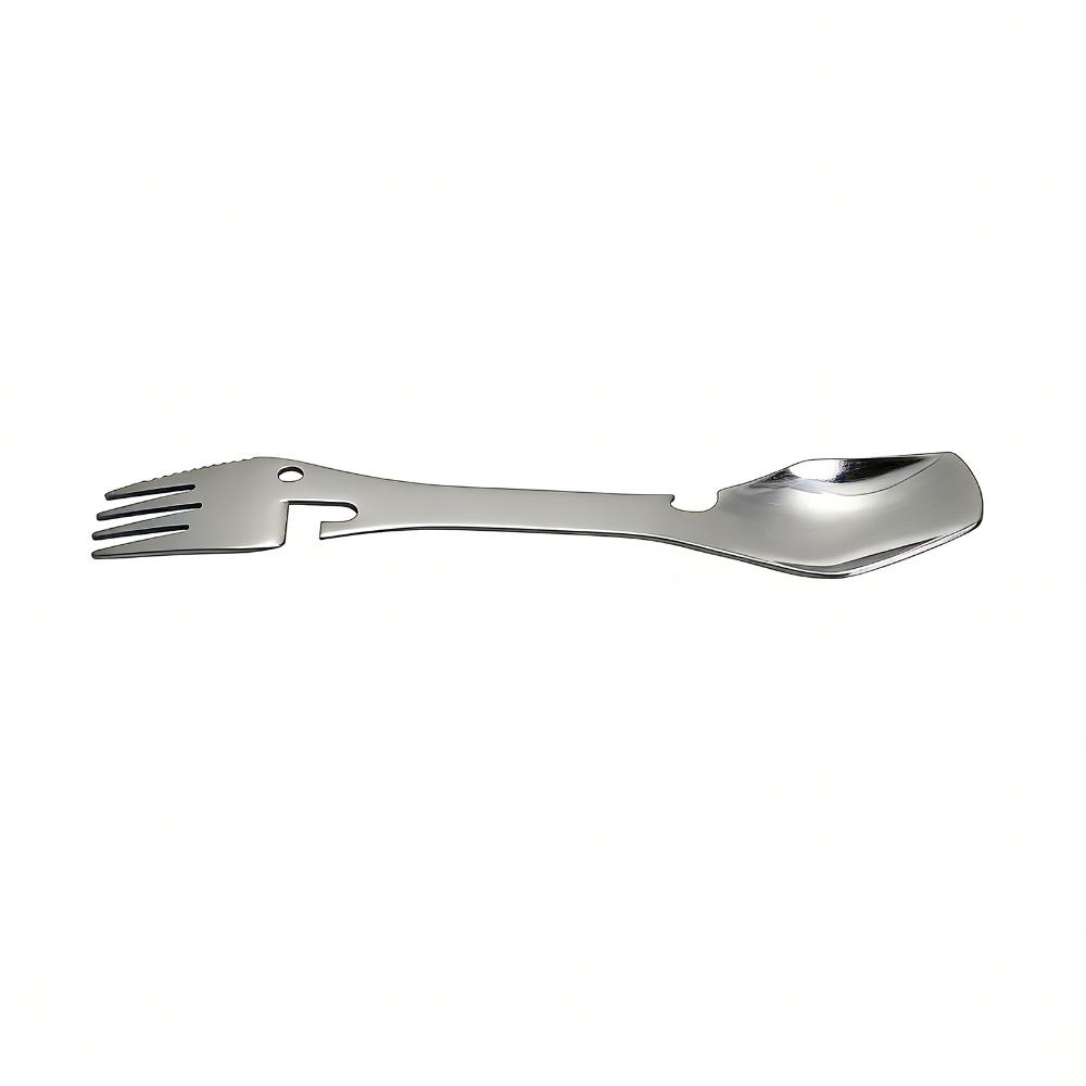 

Stainless Steel Spork Fork Spoon Durable Multifunctional Bottle Opener Wrench Everyday Carry Lightweight Blades Wrench срібний