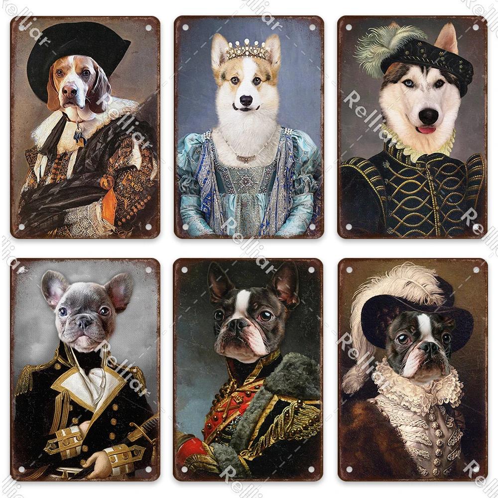 Vintage Style Animals Gentleman Metal Tin Sign Pet Dog Wall Pictures For Living Room Posters Bar Coffee Pet Shop Art Plaque