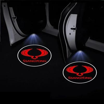 2pcs Wireless LED Car Door Logo Lights For Ssangyong Korando Musso Sports Rexton Courtesy Step Ghost Shadow Projector Laser