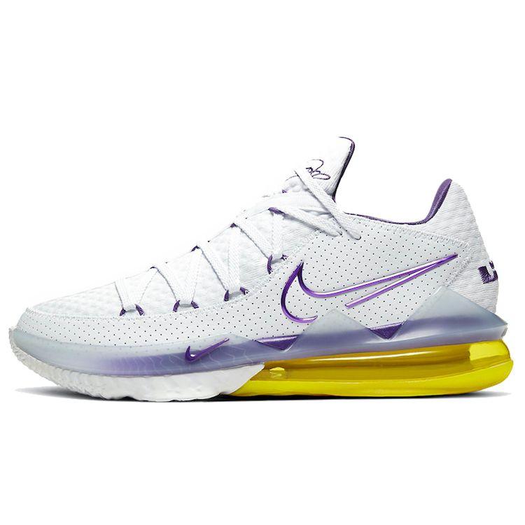 

Мужские кроссовки Nike LeBron 17 Low Lakers белые напряжения-фиолетовые динамически-желтые CD5007-102