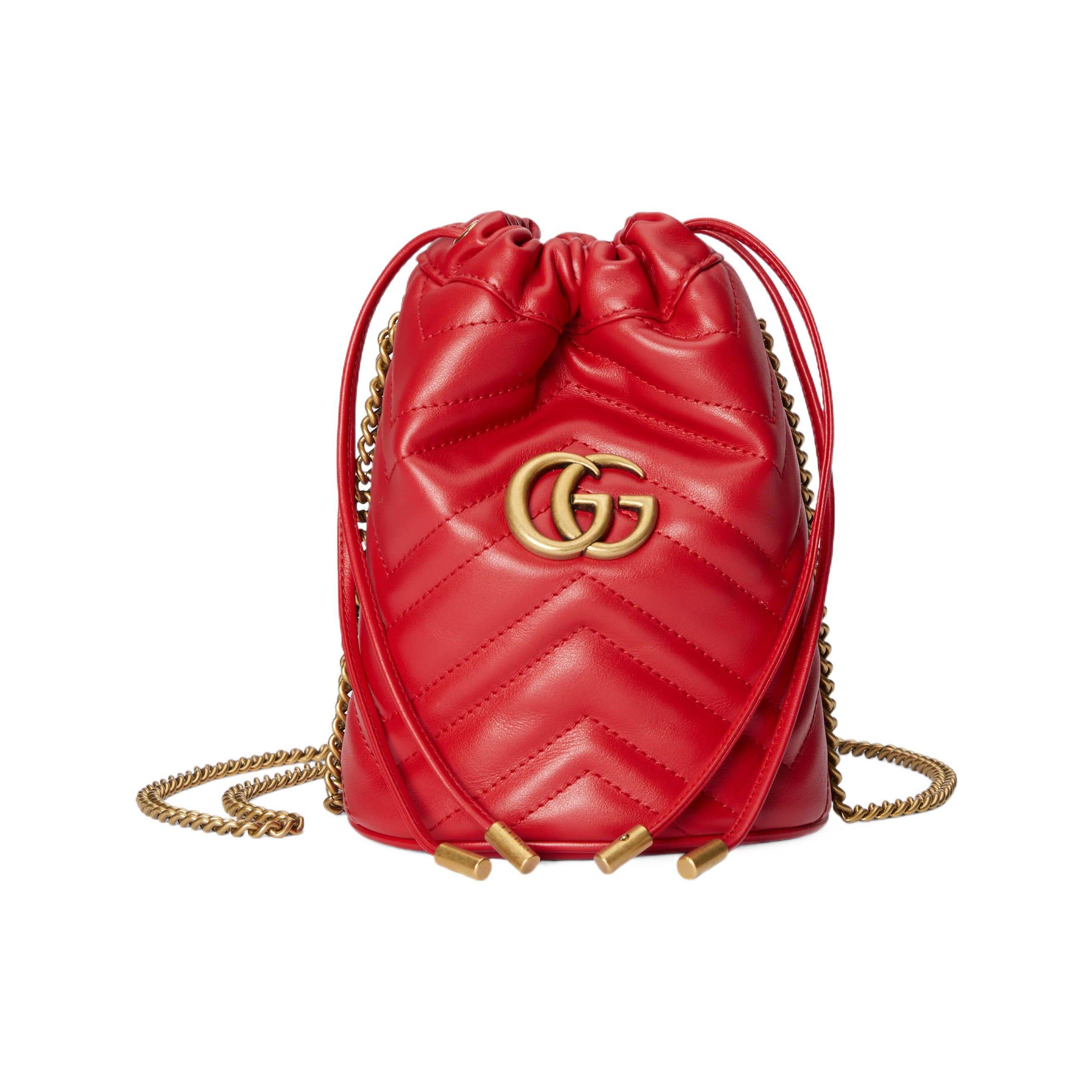 

Gucci GG Marmont Золотий Логотип Стегана Сумка-Відро на Шнурку Жіноча Сумка Через Плече Червона 575163-DTDHT-6832 Box(Basic Set+Box)