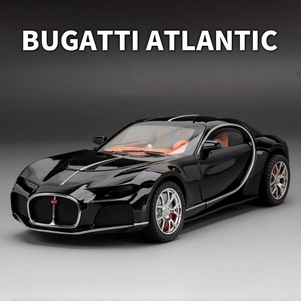 

Новая модель автомобиля Bugatti Atlantic Toys в масштабе 1/24, литая модель автомобиля со светом и звуком, суперспортивный автомобиль для мальчиков, подарки на день рождения чёрный
