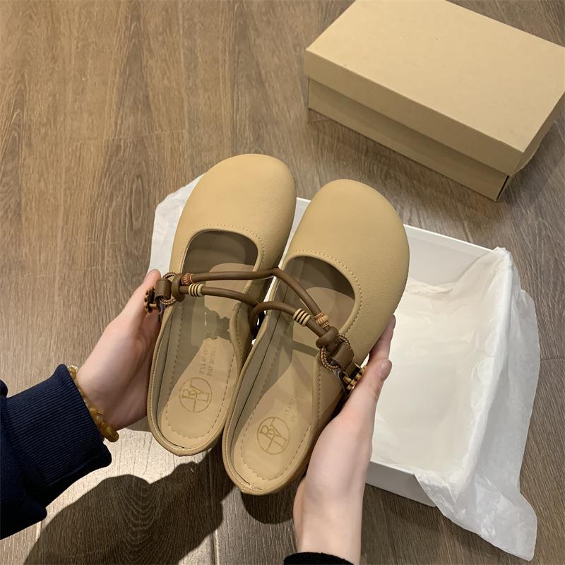 Baotou Half Slippers Women's Summer Wear 2025 New Lightweight Flat Bottom One Pedal Lazy Half Drag French Cool Slippers