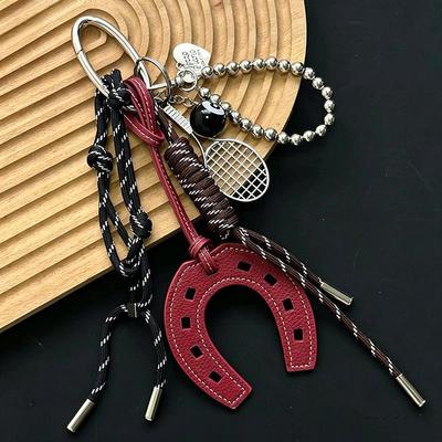 New PU Leather Simple Horseshoe Pendant Horse Hoof Casual Key Chain Pendant Hanging Purse Accessories Women