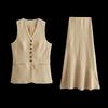 Fashion Style 2024 Spring New Arrival Women's Fashion Short Vest Coat High Waist Long Skirt 1219945