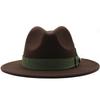 Brown British Style Jazz Feather Fedora Hat For Men And Women