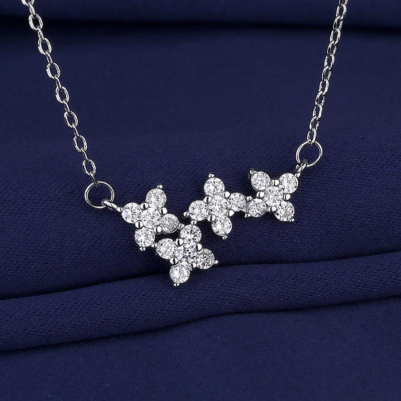 925 Silver Necklace For Women Round Pendent Sparkling Pave CZ Necklace Fashion Anniversary Birthday Jewelry Gifts N755