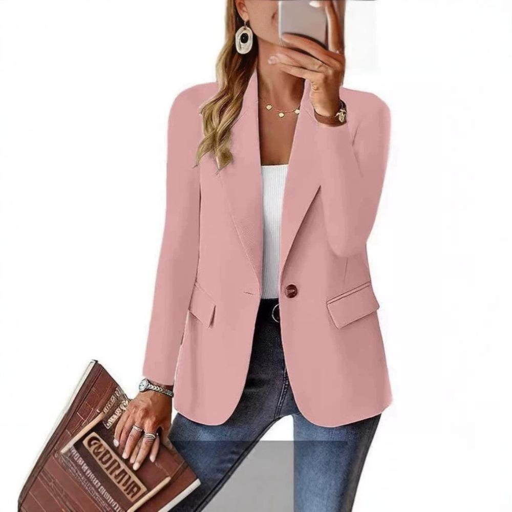 

Fall Long-Sleeved Solid Color Cardigan Women s Small Suit Jacket 3XL рожевий