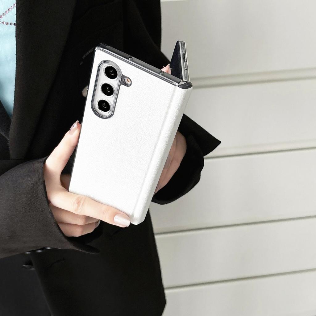 For Samsung Galaxy Z Fold 6 Case Protective Shell Back Cover Fashion Leather Skin Middle Protector Carbon Mobile Phone Cases