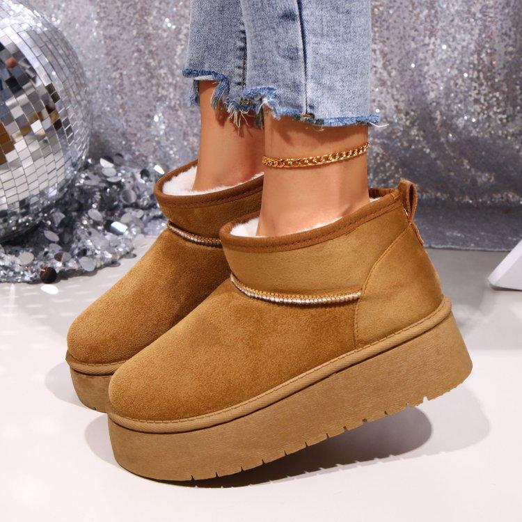 Women's Wide Width Platform Snow Boots, Minimalist Outdoor Winter Booties, Versatile Warm Ankle Boots for Women