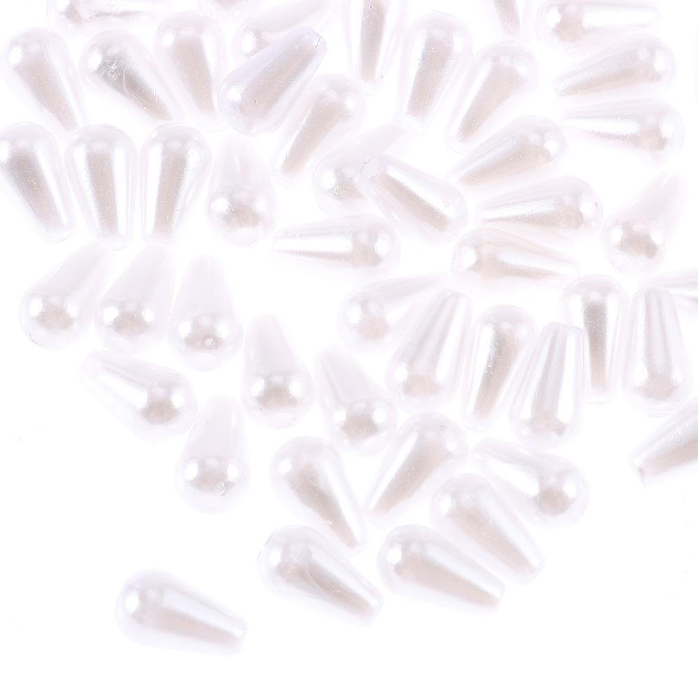 Pack of 100 Waterdrop Beads 6x10mm Faux Pearl Teardrop Imitation Pearl  For Dress Decoration,
