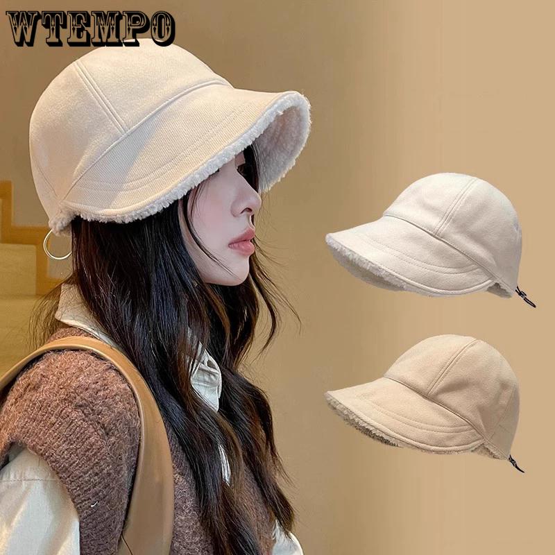 WTEMPO Wide Brim Solid Color Elegant Plush Hats Women's Autumn Winter Retro Hats Festive Party Formal Hats Baseball Caps