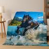 Horse Pentium Steed Animal Cartoon Flannel Blanket Soft Warm Throw Blanket for Bedroom Living Room Bed Travel Camping Picnic