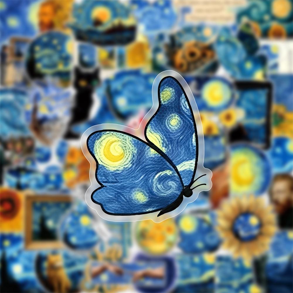 10/30/50pcs Transparent Van Gogh Sunflower Cartoon Stickers Aesthetic Artsy Graffiti Stationery Diary Laptop