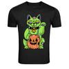 Zombie Lucky Cat Pumpkin Halloween Graphic T-Shirt
