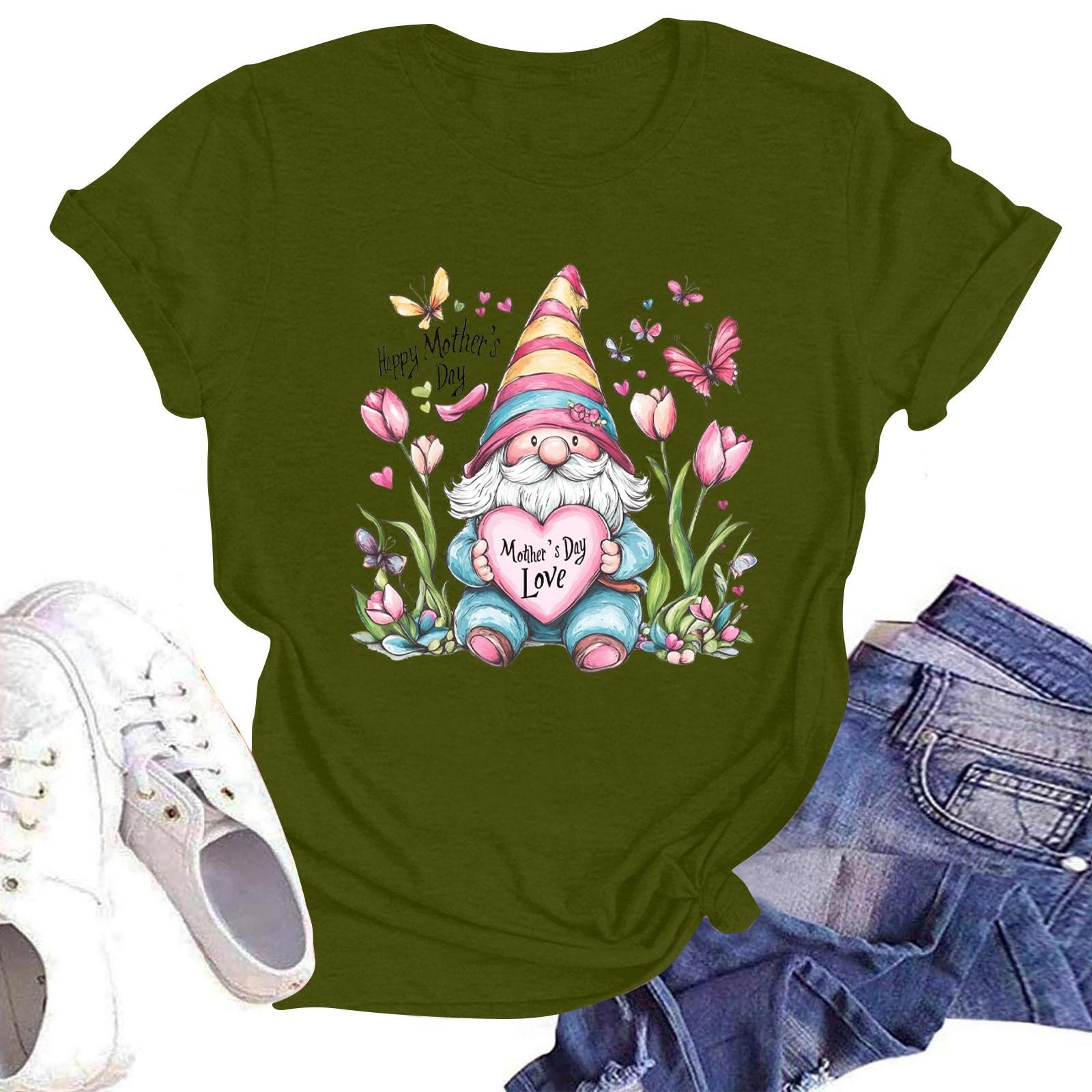 

Женская повседневная футболка с круглым вырезом и короткими рукавами с принтом L армия зеленый