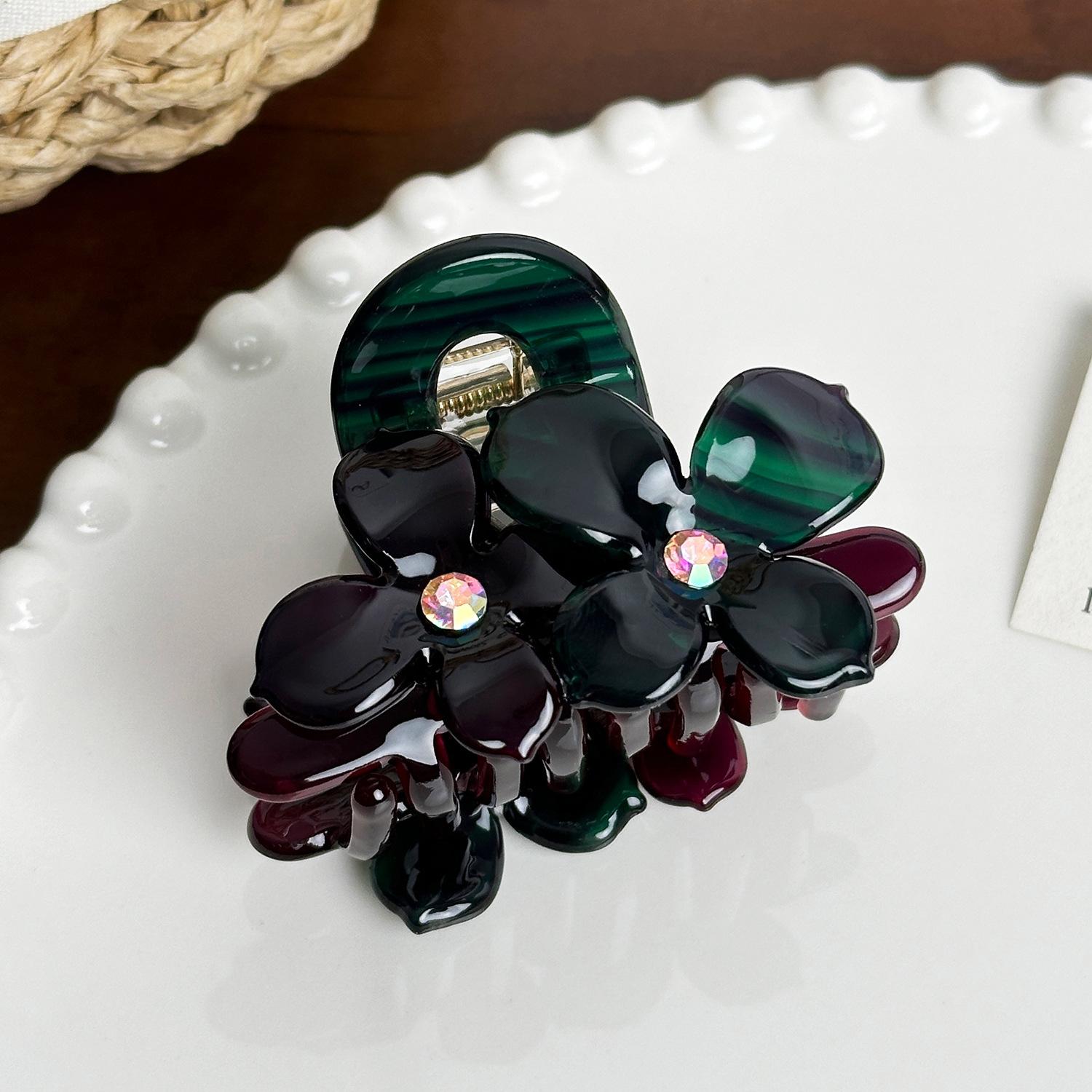 

Rhinestone Chic Embellished Floral Hair Claw Clip In Jelly Tones For Summer 2024 Red Green