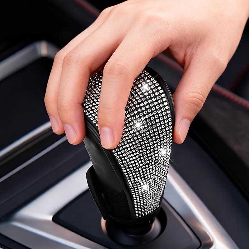 Kristall Diamant Auto Schalthebelknauf Abdeckung, Funkelnder Automatikgetriebe Schalthebel Griff Schutz, Klettverschluss Wicklung Innenraum Dekoration für Frauen Mädchen