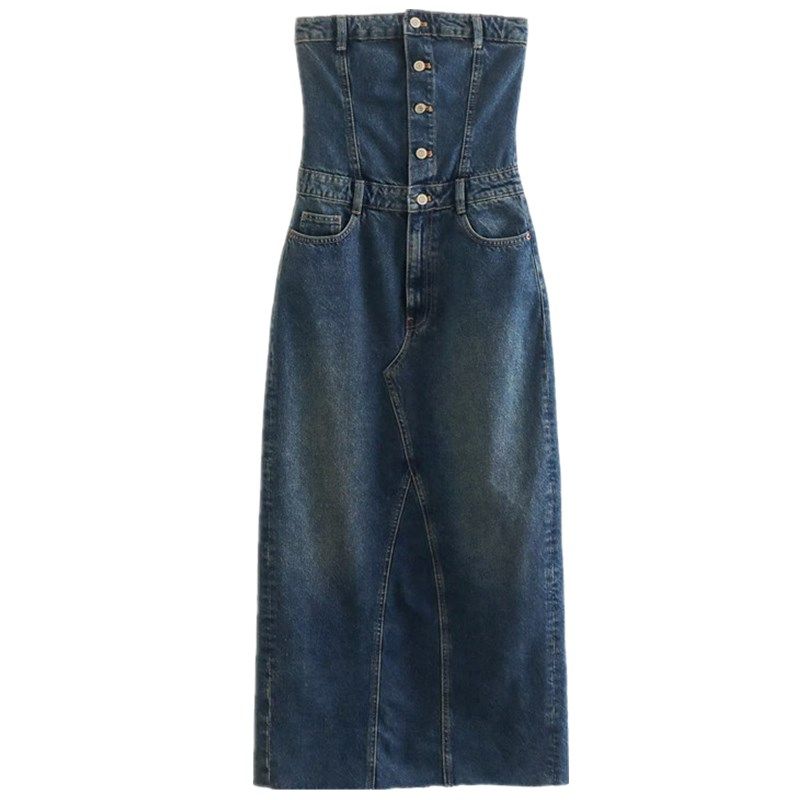 

Fashion Style Fall and Winter New Arrival Women s Clothing Easiest for Match Slimming and Shoulder Hollow Design Denim Dress 5252280 401 Blue L