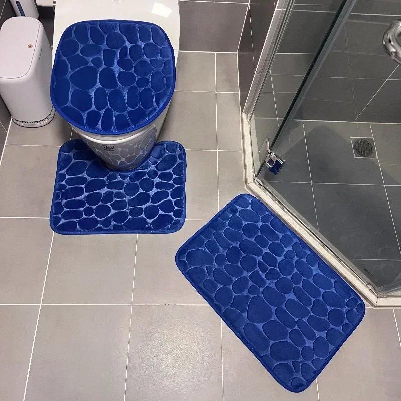 3PCS/set Bath Mats Non Slip Memory Foam Bathroom Soft Rugs Water Absorption Dry Fast Bath Mat Machine Washable for Home Floor