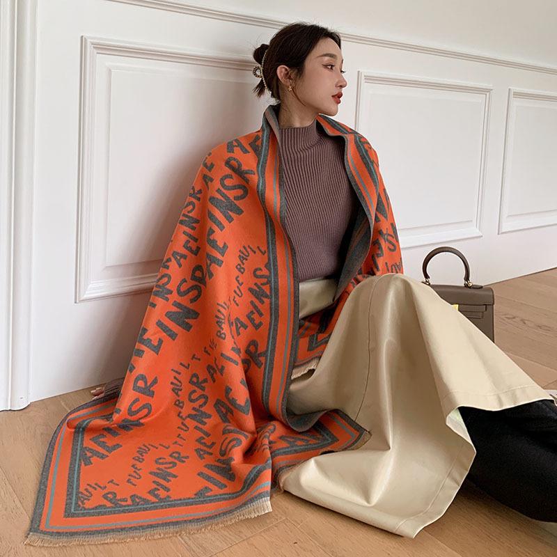 65 * 190 cm Autunno e Inverno Nuovo Sciarpa Versatile Semplice Tinta Unita con Frange Imitazione Cashmere Double-Sided Sciarpa Calda Shawl d'Atmosfera
