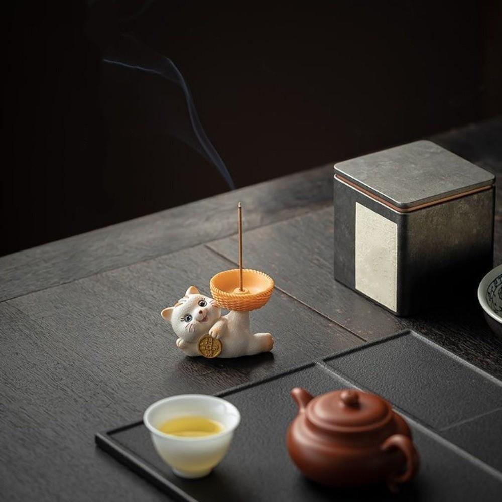 Cartoon Good Lucky Cat Cat Tabletop Incense Base Sleep Aid Incense Stick Burner Relaxation