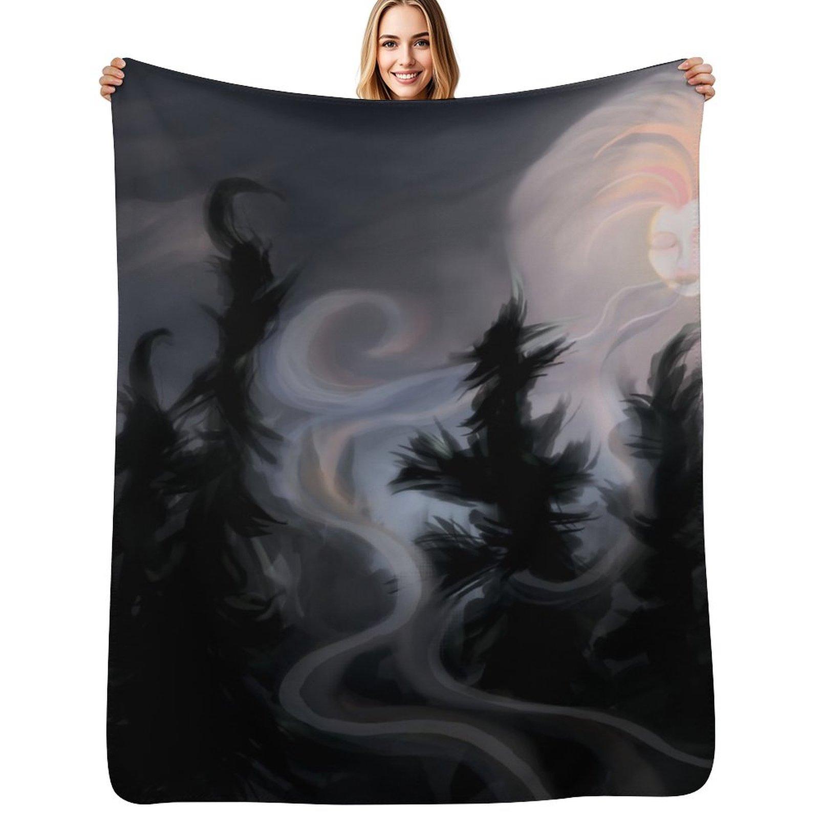 The Moon is Blazing Throw Blanket Warm Flannel Blanket for Couch Chair Bedroom Size: 75*100cm, Weight: 230 GSM