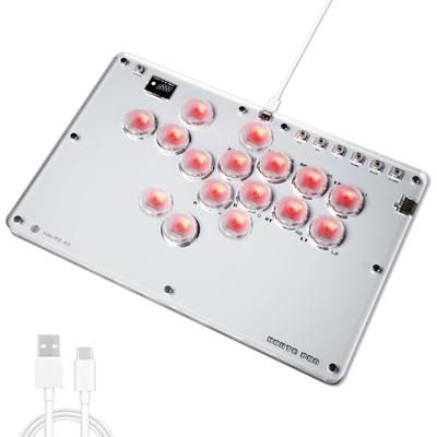 Haute42 Leverless Akekon Thin Low Pro 16 tlačítek Bezpákové koleno Bez zpoždění pro boj Pro PC Switch PS4 PS3 RGB LED Hot Swap horní deska přizpůsobení