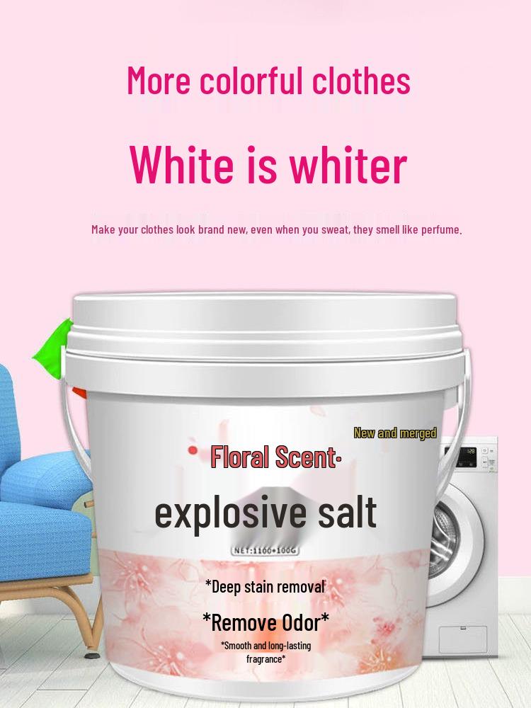 Floral Explosion Stain Remover & Brightener: Salt Bleach Powder for Colored Clothes with Long-Lasting Fragrance