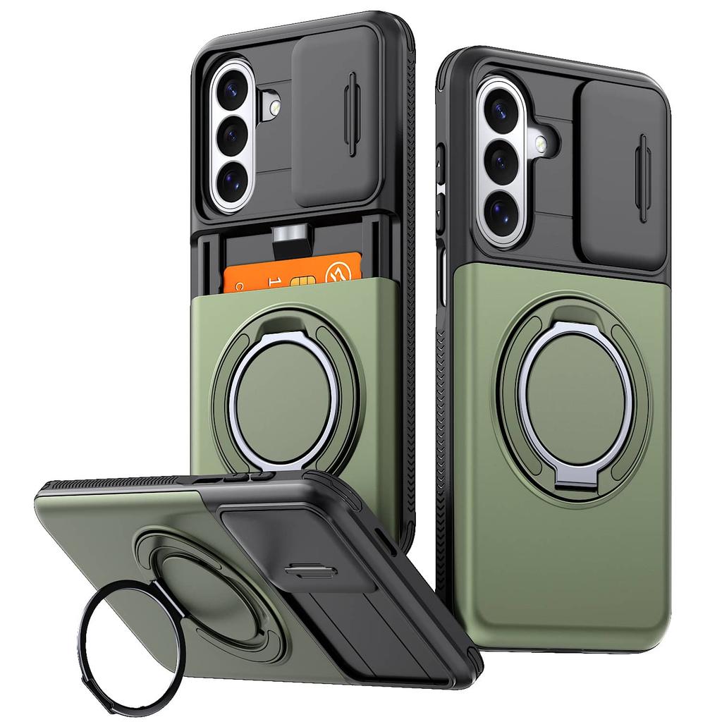 For Samsung Galaxy A57 A56 AA55 A37 A36 A35 A27 A26 A17 A16 A15 A07 Case with Card Holder & Kickstand & Slide Camera Lens Cover