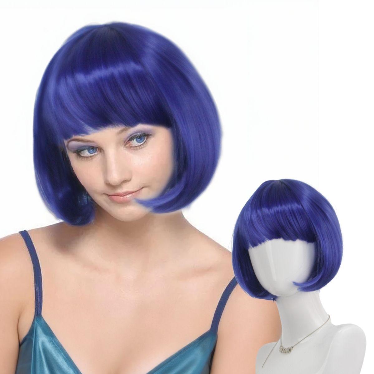 

New Blue Short Bob Bangs Wigs Synthetic Wigs for Women and Girls Cosplay Costume Party Gifts