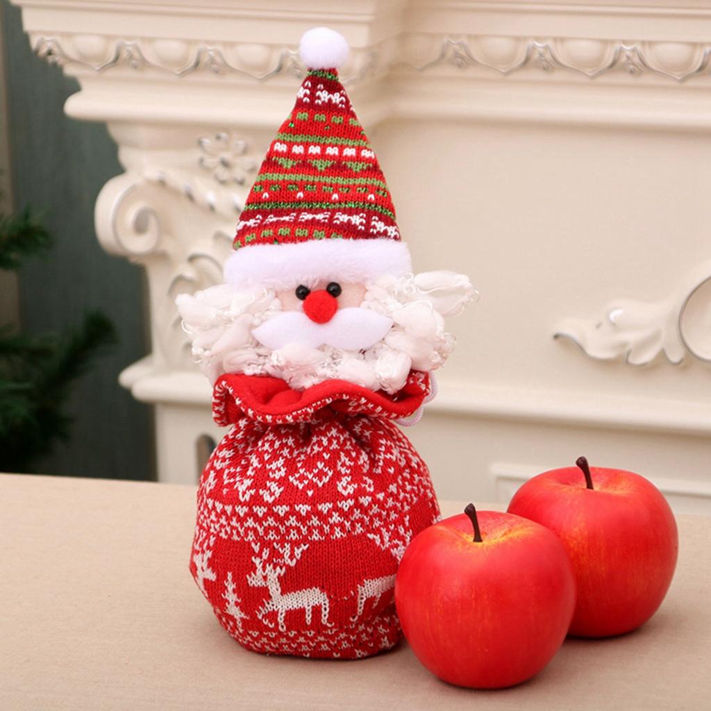 Christmas Knitted Doll Gift Bags, Reusable Sweet Bags, Snowman And Snowflake Shapes, Storage For Party Decorations, Festive And Holid